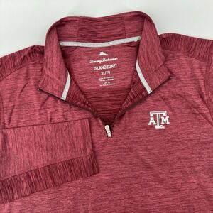 Tommy Bahama Island Zone Quarter Zip Size XL Texas A&M Maroon UPF 30 Pullover